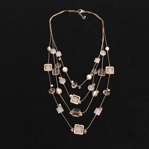 Vintage Floating Light Pink Layered Beaded Necklace